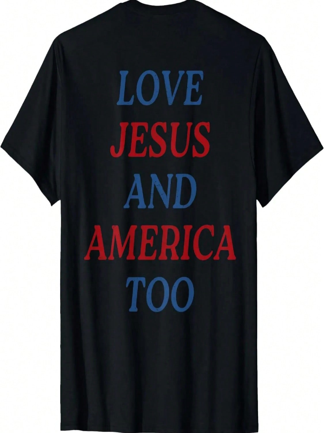 Retro Loves Jesus And America Too On Back Patriotic Costume T-Shirt S