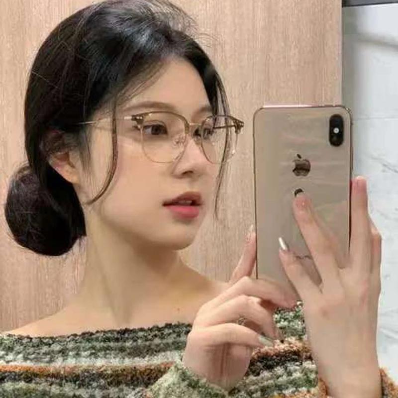 Anti-Blue Light Glasses Men Fashion Rectangle Semi Rimless Eyewear For Women Office Computer Goggle