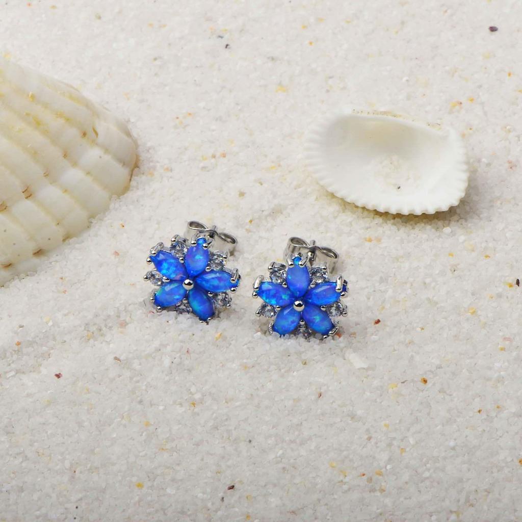 Women's Opal Flower Earrings