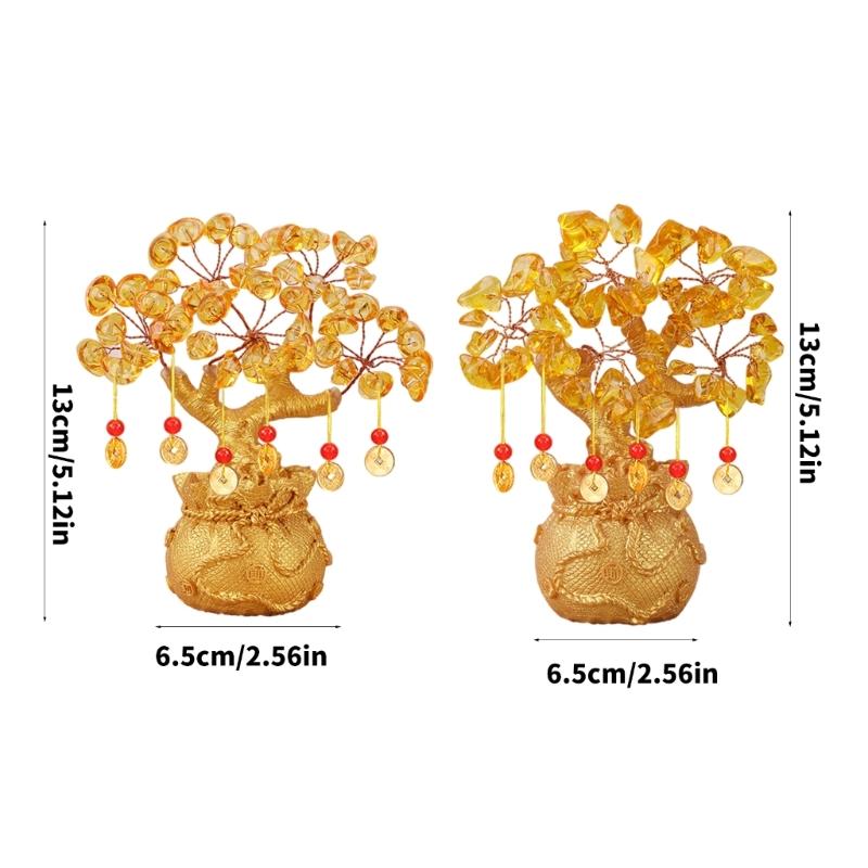 Exquisitedly Money Tree Ornament with Yellow Crystals for Wealth and Success Ideal Housewarming Gift