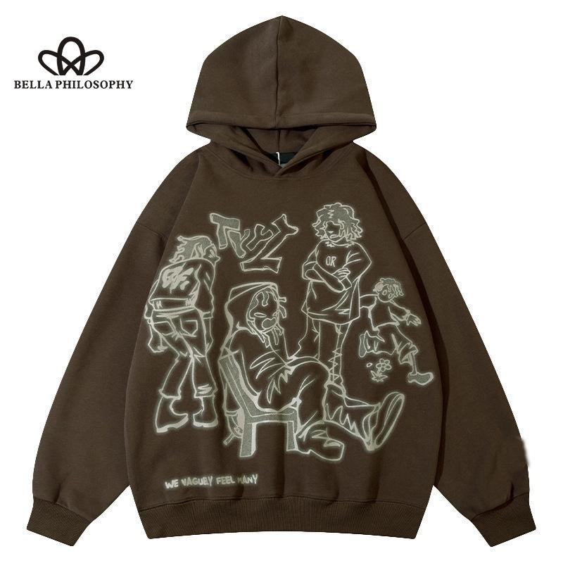 Y2K Graffiti Street Volný čas Sportovní Mikina Volný Kreslený Potisk Svetr Svetr Hip Hop Pánské a Dámské