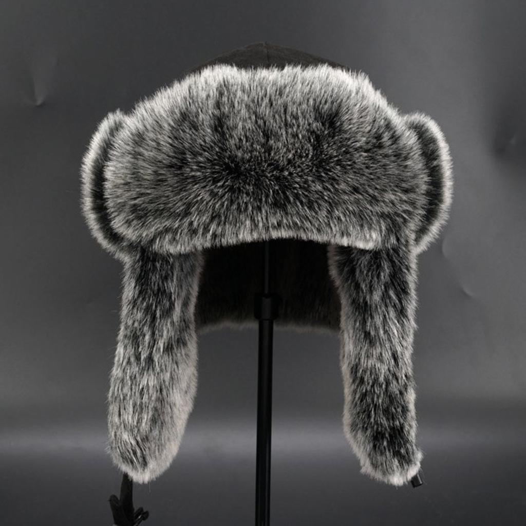 Winter Bomber Hats for Men, Ear Flap Pu Leather Faux Fur Trapper Hat, Ideal Choice for Gifts