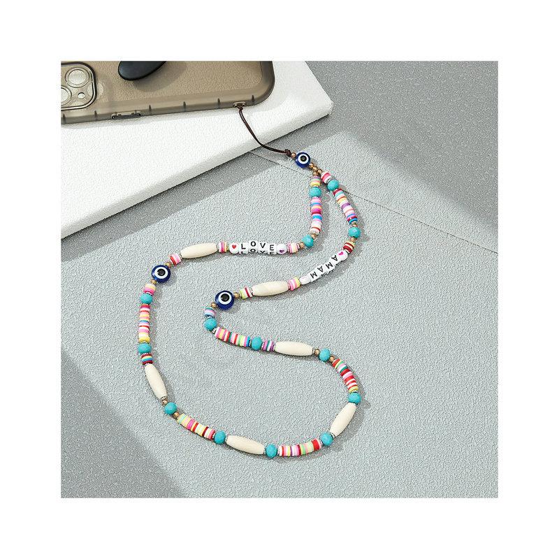 Bohemian colorful beaded mobile phone chain personalized eye beads mobile phone lanyard short mobile phone pendant in stock