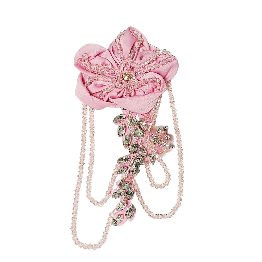 Cloth Fabric Flower Hand Sewn Handmade Flower Fashion Trimming Crystal Tassel  Garment Decoration