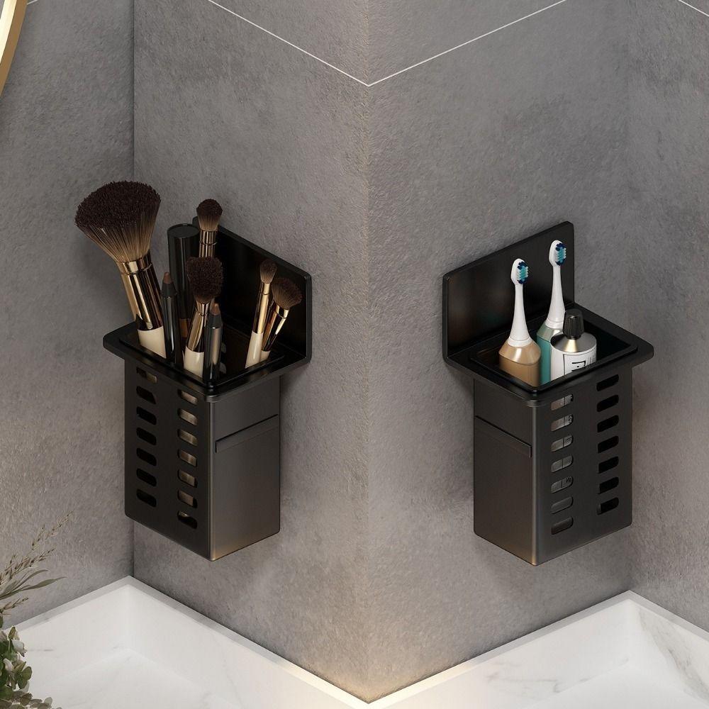 Plastic Wall Mounted Storage Box No Drill Makeup Brush Storage Box Utensils Holder  Office