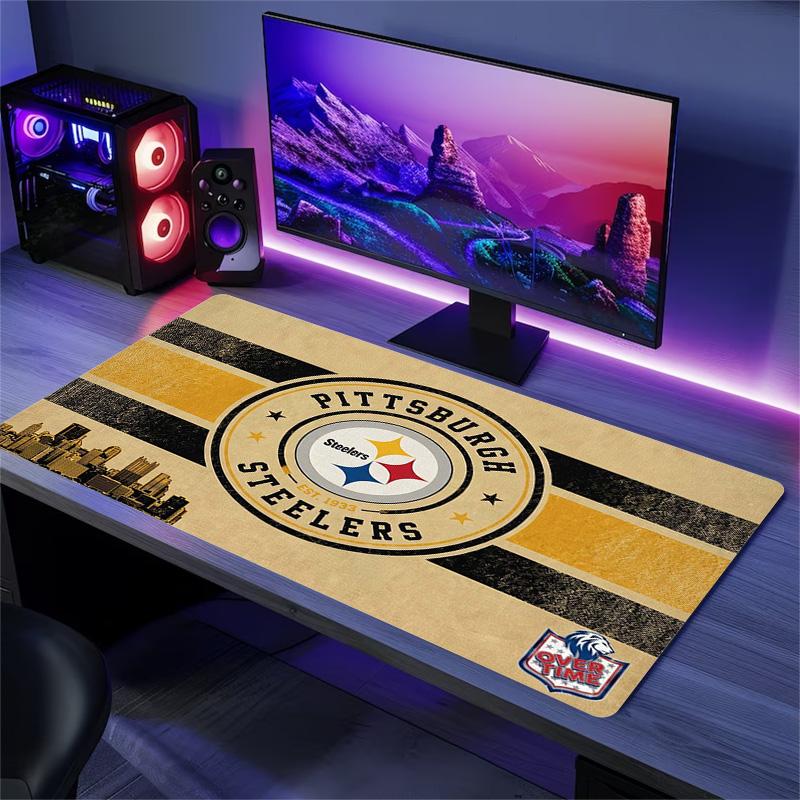 Pittsburgh Steelers Farb-Mauspad Großes Gaming-Tischkissen Rutschfeste Laptop-Tablet-Großes-Mauspad-XXL-Matte Mini-PC-Spielmatte Mit Verriegeltem Rand