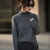 Women's Wool Pile Collar Sweater Base Layer: Solid Color, Long Sleeve, Split Hem - New Autumn/Winter Collection