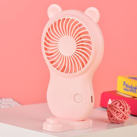 

Handheld Fan Rechargeable Cartoon Shape Strong Wind Low-Noise Phone Rack Base Lasting Cooling Dense Grille Pocket Size Mini Fan Cooler
