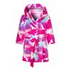 2-12 Years Kids Flannel Bathrobe Children Print Soft Warm Hooded Robes