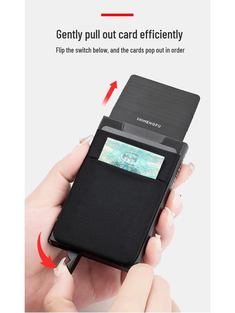 Portcard Metalic Ultra-Subțire Anti-Furt - Design Minimalist Pop-Up pentru Bărbați și Femei, Capacitate Mare, Anti-Magnetic, Trendy