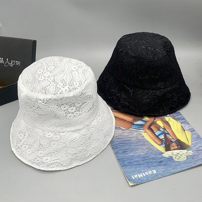 Wedding Lace Basin Hat Monochrome Women'S Satin File Wide Brim Sunshade Dome Summer Bucket Hat