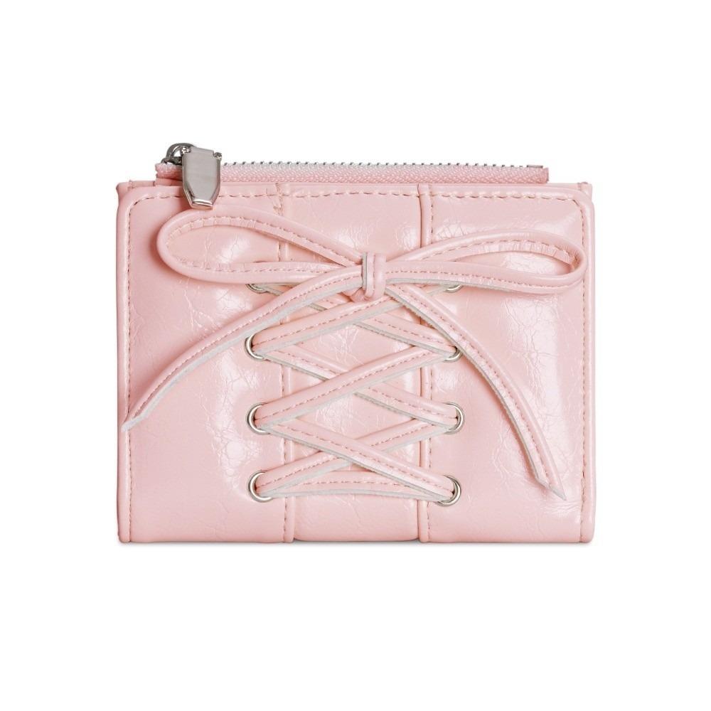 Strap Bow Women Wallets Short Wallets Card Holder Folding Zipper Coin Purse Girl PU Leather Coin Pouch Casual Clutch Bag