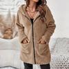 Women's Winter Plush Hooded Jacket Casual Zip-Up Coat With Pockets Soft Fleece  For Fall Winter Winter Jacket