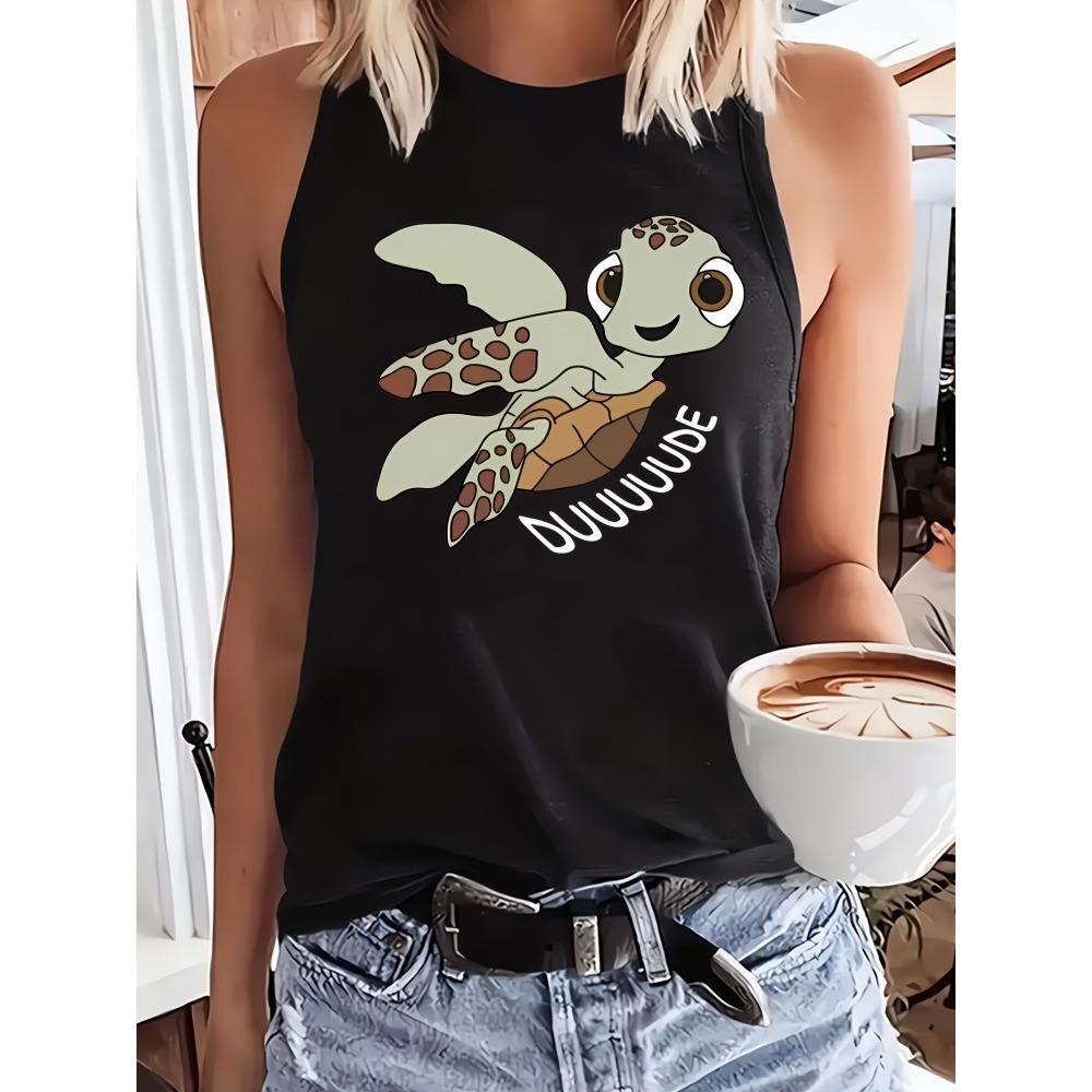 Cartoon Cat Print Women's Tank Top Summer Everyday Casual Women's Sleeveless T-shirt Urban Street Ladies Fashion Tank Top