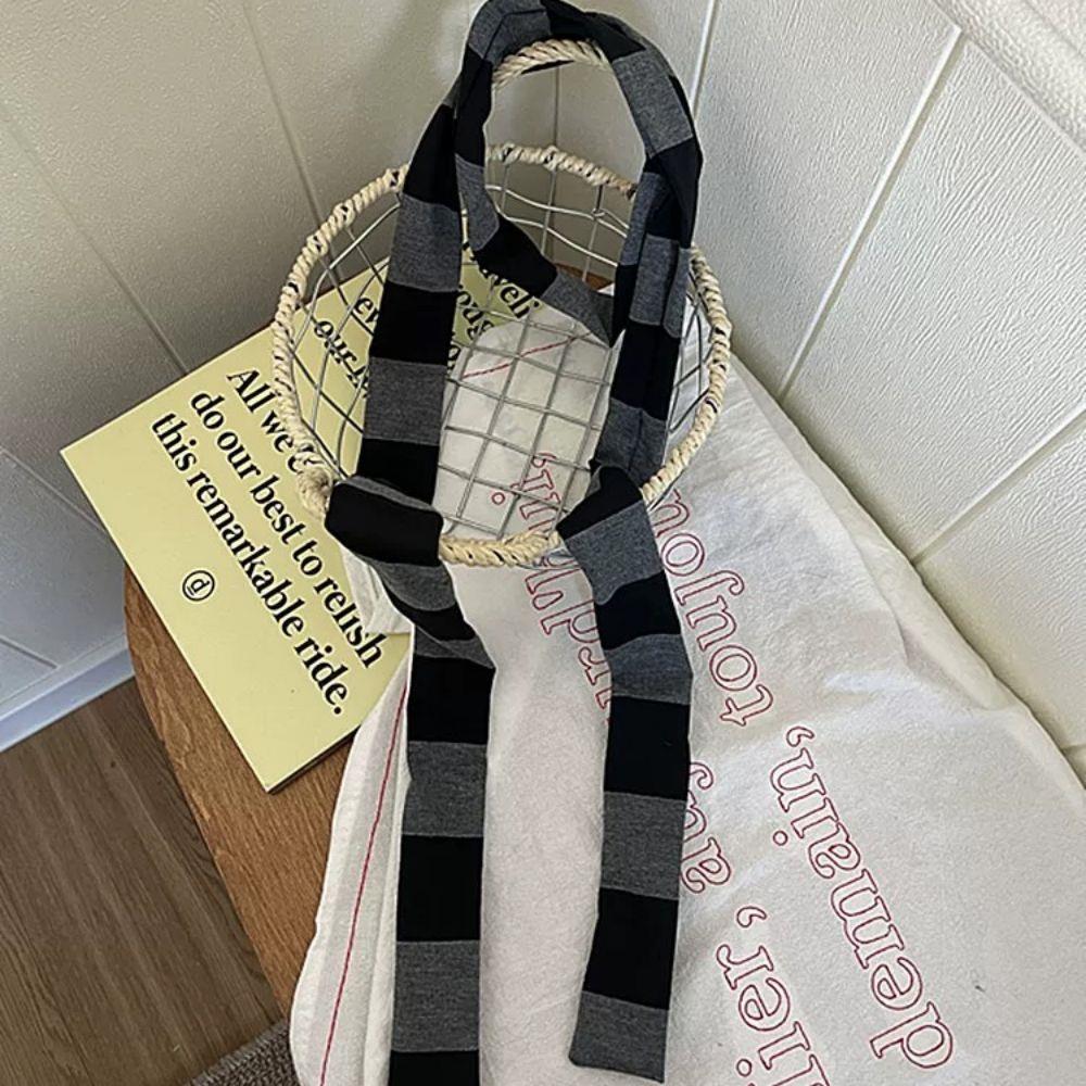 

New Harajuku Retro Strip Neckscarf Women 100% Cotton Long Scarves Y2k Grey Red Black Striped Decorative Scarf Fashion Streetwear
