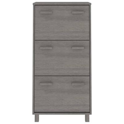 Shoe Cabinet HAMAR Light Grey 59.5 X 35 X 117 Cm Solid Pine Wood
