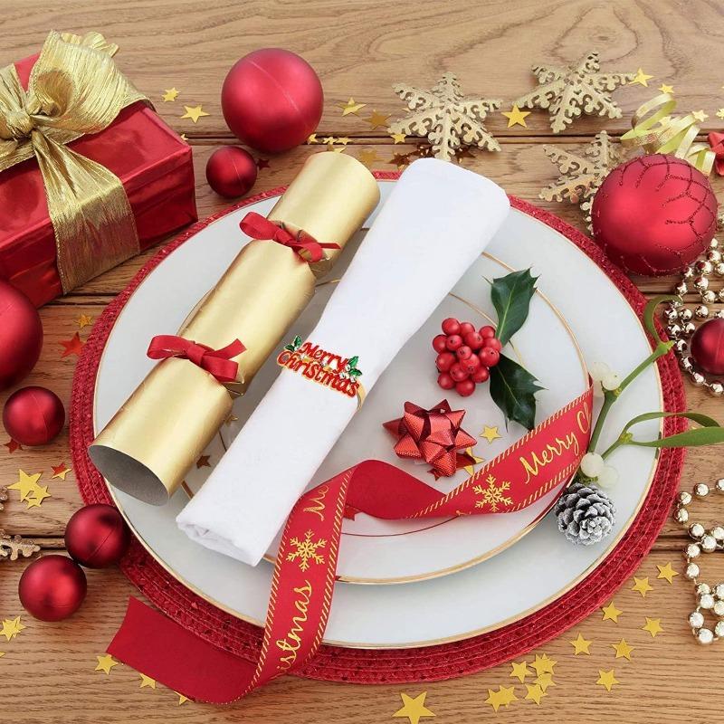 Festive Christmas Holiday Napkin Ring Holder for Thanksgiving Family Dinner Table Holiday Table Setting Home Decor