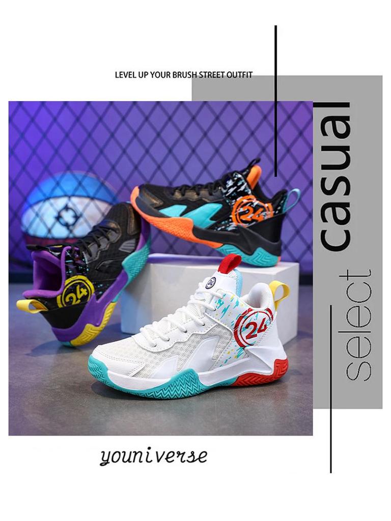 High-Top Breathable Basketball Shoes for Middle and Primary School Students - Non-Slip Mesh Children's Sneakers