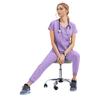 Conjunto de Pijama Cirúrgico Feminino de Manga Curta Stretch e Avental Cirúrgico de Isolamento para Uso Médico e Odontológico
