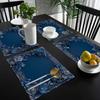 2/4pcs Blue Floral Placemat, 12X18 Inch Polyester Rectangular Table Mat, Machine Washable Woven Dining Decoration for Home Kitchen, Restaurant,