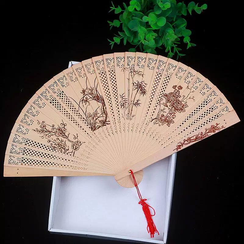 Chinese Style Handmade Small Women's Incense Wood Fan, Sandalwood Fan, Ancient Style Folding Fan, Hollow Classical Women's Fan, Portable