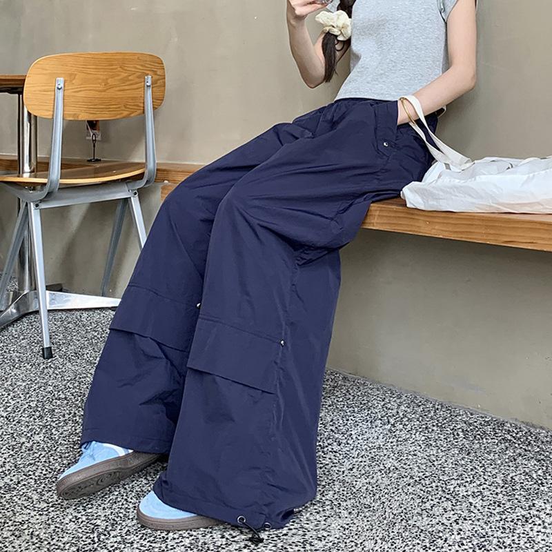 

Женские мешковатые повседневные брюки с высокой талией и карманами XL темно-синий