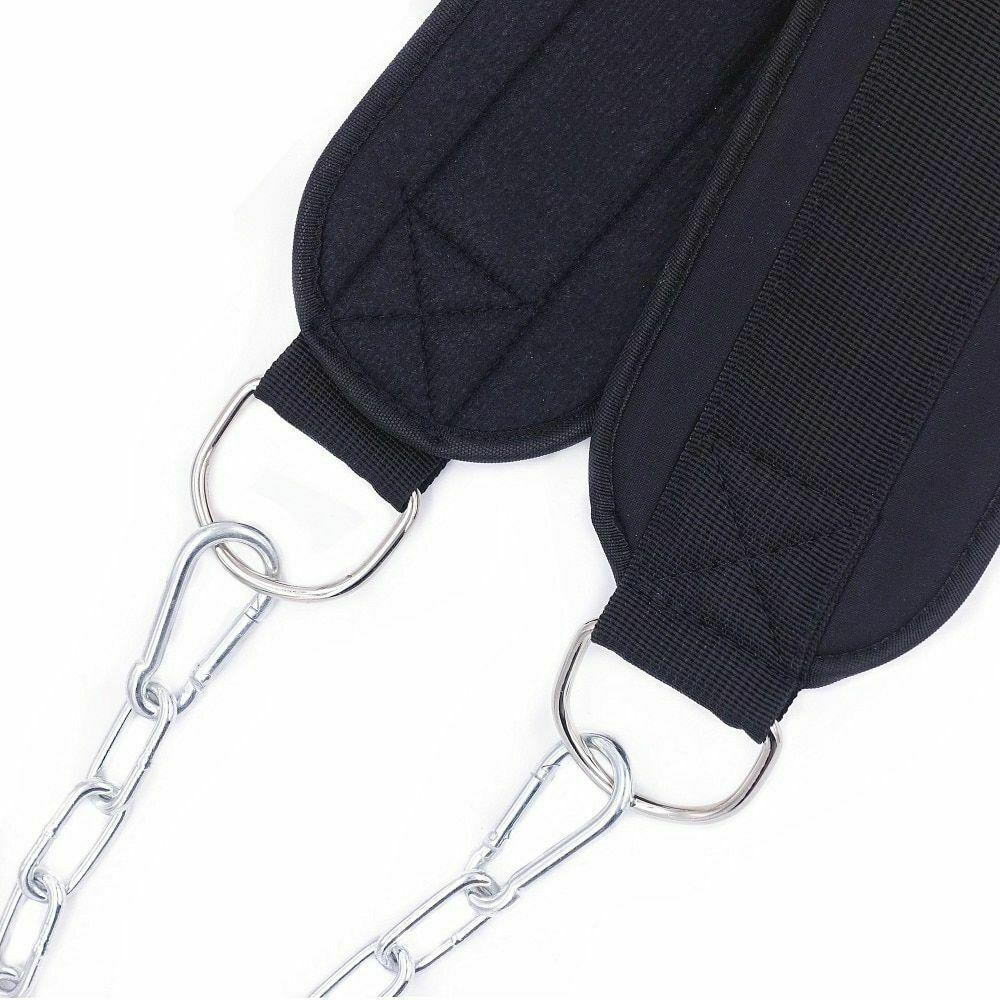Neoprene Chin Up With Chain Sport Protector Strap Waist Support Dipping Belt Weight Lifting Belt
