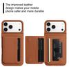 Applicable To iPhone17 Mobile Phone Case Samsung S25 Lychee Pattern Card Holder Anti-drop Protective Case A57 Solid Color Leather Case