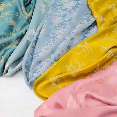 Chinese Style Ancient-style Cotton Bird Patterned Hollowed-out Fabric Flowered Jacquard Silk Satin Fabric Dress Shirt Cheongsam