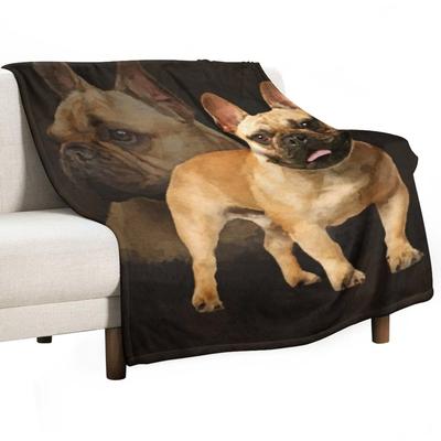 Buldog Francuski - Koc z Psem Frenchie anime Sofy sofa łóżko Dekoracyjne Koce