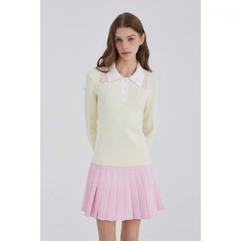 Goxo Smile Heart Double Collar Knit