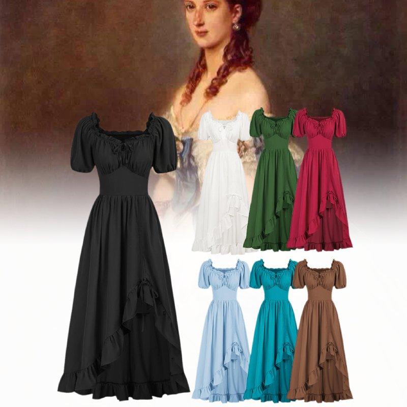 Lady Renaissance Medieval Gown Dress Cosplay Decoration Costume Performance Set