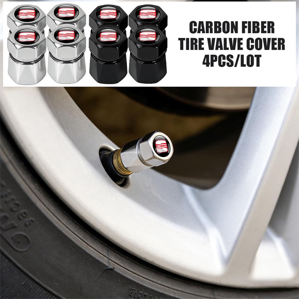 Metal Car Wheel Tire Carbon Fiber Tire Valve Car Accessories For SEAT Leon Mk1 Mk2 Mk3 5f 1p Ibiza 6l 6j Arosa Ateca Altea Arona ik,098