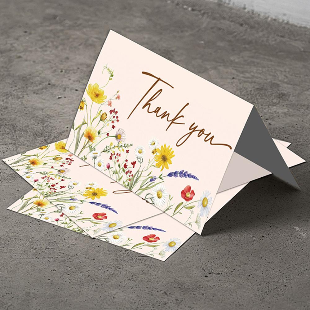 6Pcs Bohemian Wildflower Thank You Cards | Blank Greeting Cards for Wedding, Birthday Party | with Envelope Sealing Stickers
