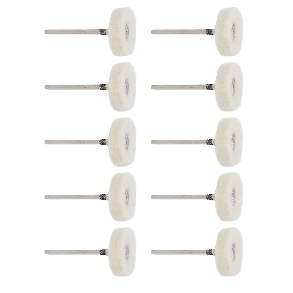 10pcs Dental Polishing Buffing Head Felt Wool Head Stainless Steel Mandrel Wheel Grinding Head