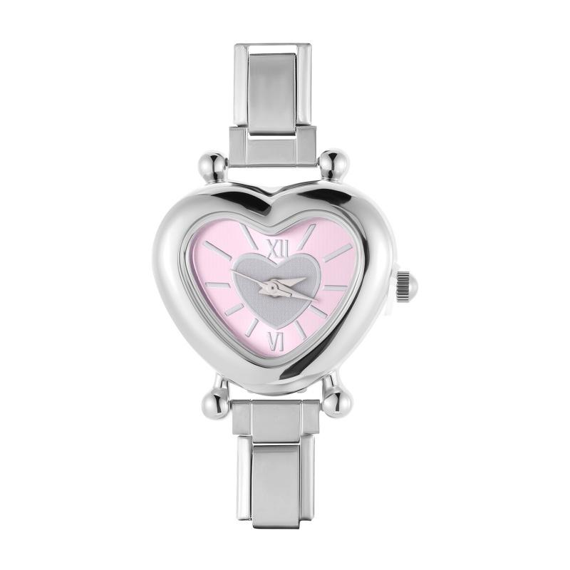 Y2K Vintage Zircon 9MM Width Italian Charm Heart Shape Watch High Quality Stainless Steel Bracelets Bangle for Birthday Gifts