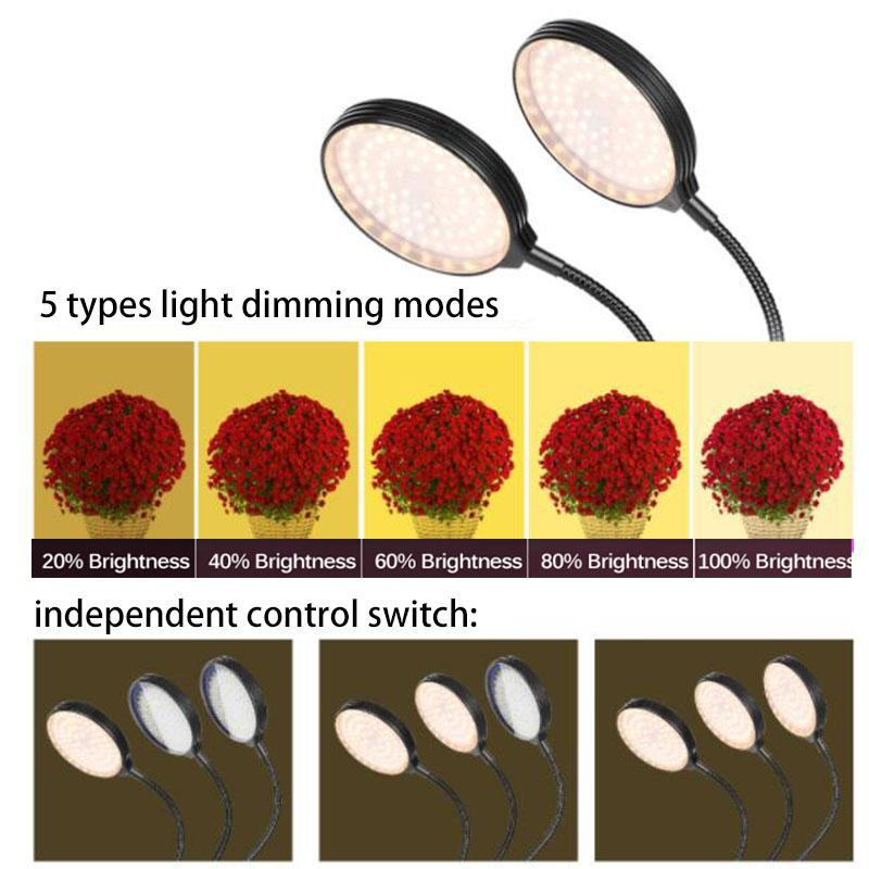 DC 5V USB Timer LED Grow Light Yellow Light Plant Flower Growing Phytolamps Desktop Clip Phyto Lamps Indoor Greenhouse