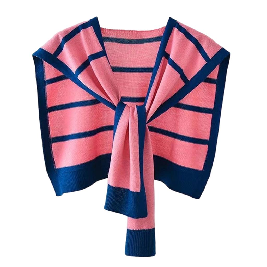 Knit Shawl Striped Fashion Trendy Chic Ladies Shoulder Wrap Stylish Black White Pattern Versatile Outerwear Elegant Accessory