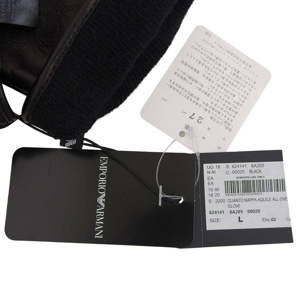 Pristine EMPORIO ARMANI gloves black Lamb leather mens L Used
