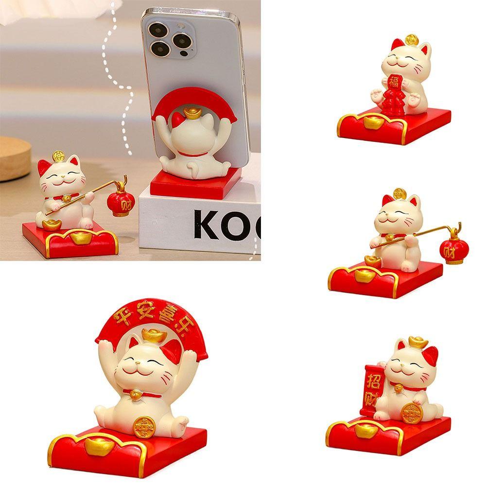 Chinese Style Lucky Cat Phone Holder Cute Cell Phone Bracket  Living Room Decoration