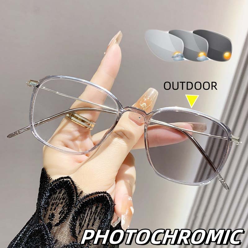 

Round Ultra Light Myopia Photochromic Glasses Color Changing Optical Eyeglasses Intelligent Near Sight Eyewear for Men Women