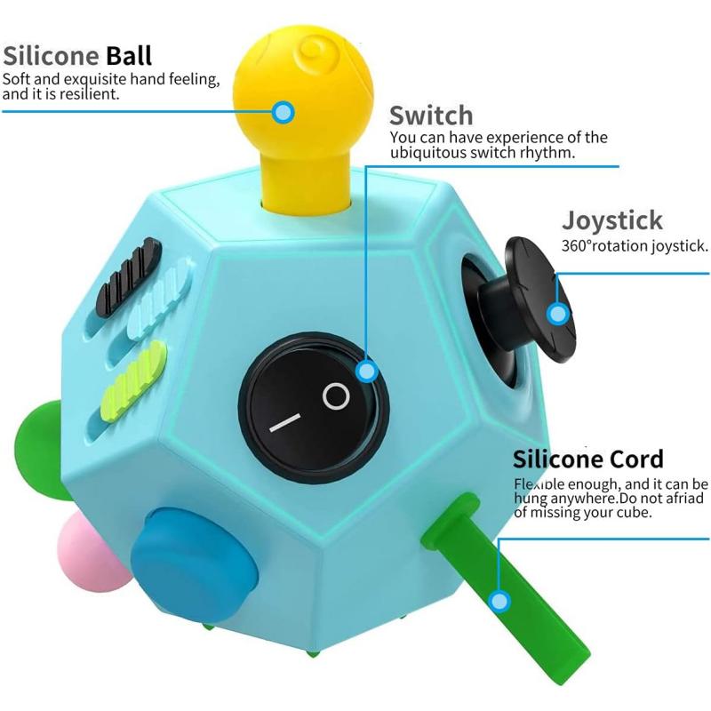 Fidget Dodecagon 12-Side Fidget Toys Cube Relieves Stress and Anxiety Anti Depression Travel Toy, Focus,Boredom for Kids Adults