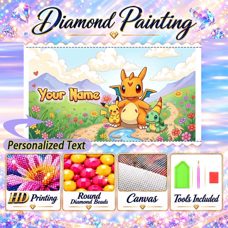 Personalized Charizard Diamond Art Custom Name 5D Diamond Painting Full Drill DIY Craft