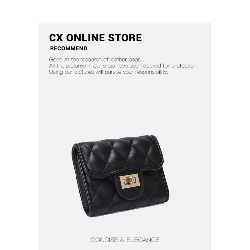 Mini Rhombus Style Multifunctional Folding Wallet Women'S Short Fashion Change Card Bag