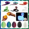 New Snake 3D Printed Animal Toy Model Articulated Movable Joint Snake Egg Figurines Creative Desk Home Office Decor XMAS Gift