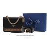 Coach Klare 21 Klassisches Logo Color Block Kette Schultertasche Beschichtetes Canvas und Leder Crossbody Tasche Kleine Damen Taschen Schwarz Braun 91019-IMCBI