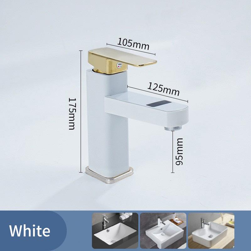 Touch LED Digital Temperature Display Basin Faucet  Cold Mixer Tap Ceramic Valve Core Kitchen Bathroom Accessories White