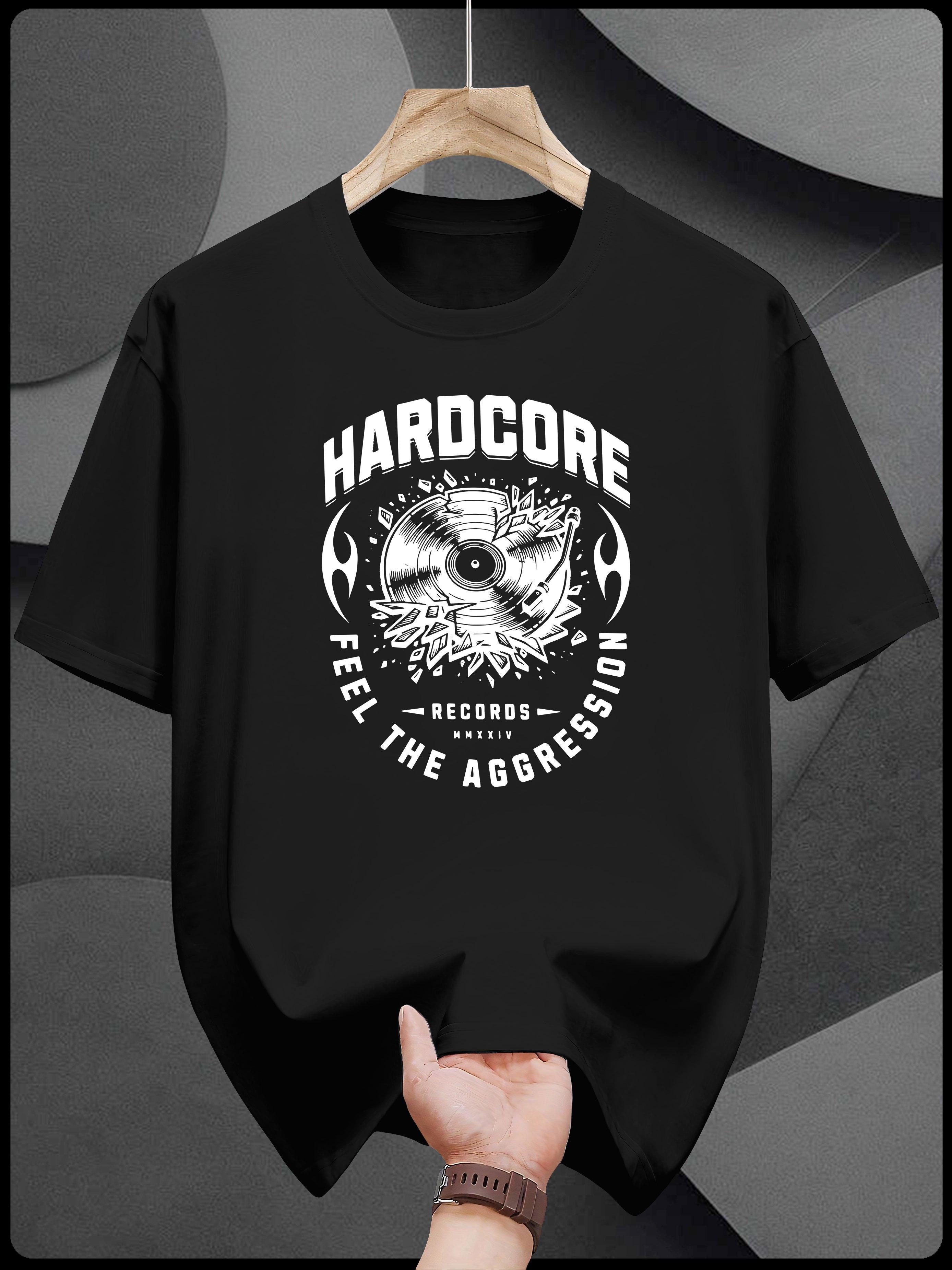 Heavyweight 200gsm Cotton T-shirt - Navy Blue Hardcore Graphic Tee L