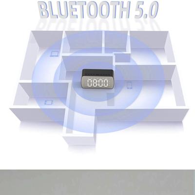 Bluetooth Speaker with Large LED Mirror Screen Digital Alarm Clock with Phone Holder Temperature TF Card Playback for