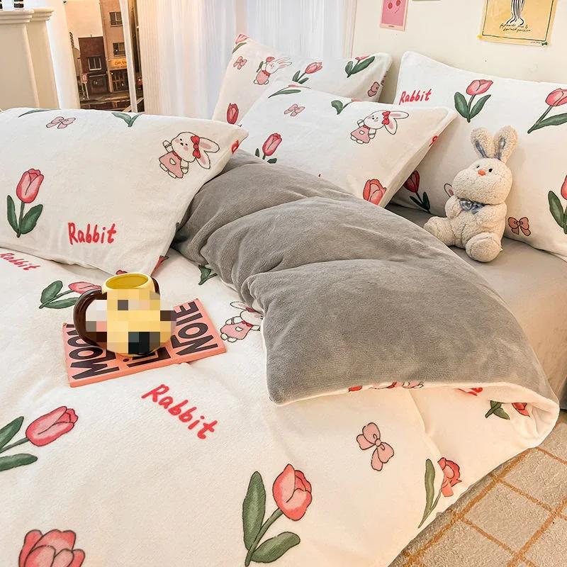 150x200cm Printed Plush Duvet Cover Winter Warm Constant Temperature AB Style Bed Sack Home Furnishing Children Bedding Article